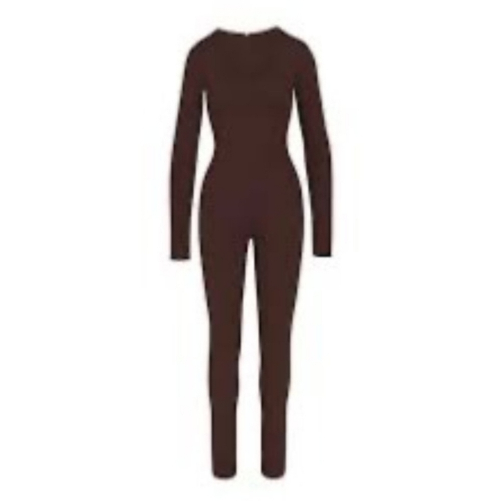SKIMS All-In-One Scoop Neck Long Sleeve Onsie Jumpsuit Cocoa 2X